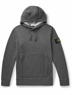 Stone Island - Logo-Appliquéd Brushed Cotton-Jersey Hoodie - Gray