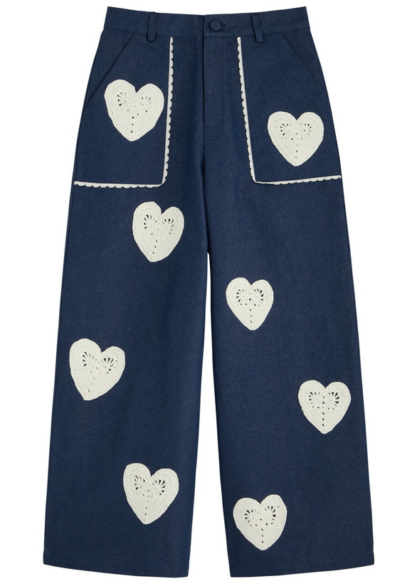 Photo: Sister Jane Heart to Heart Cropped Wide-leg Jeans Denim