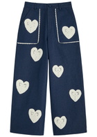 Sister Jane Heart to Heart Cropped Wide-leg Jeans Denim