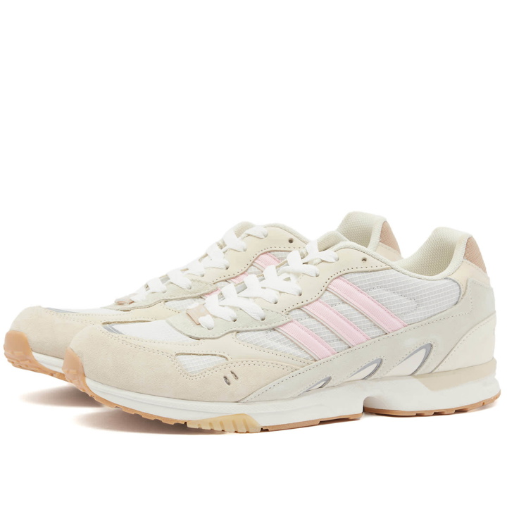 Photo: Adidas Torsion Super Sneakers in Core White/Clear Pink