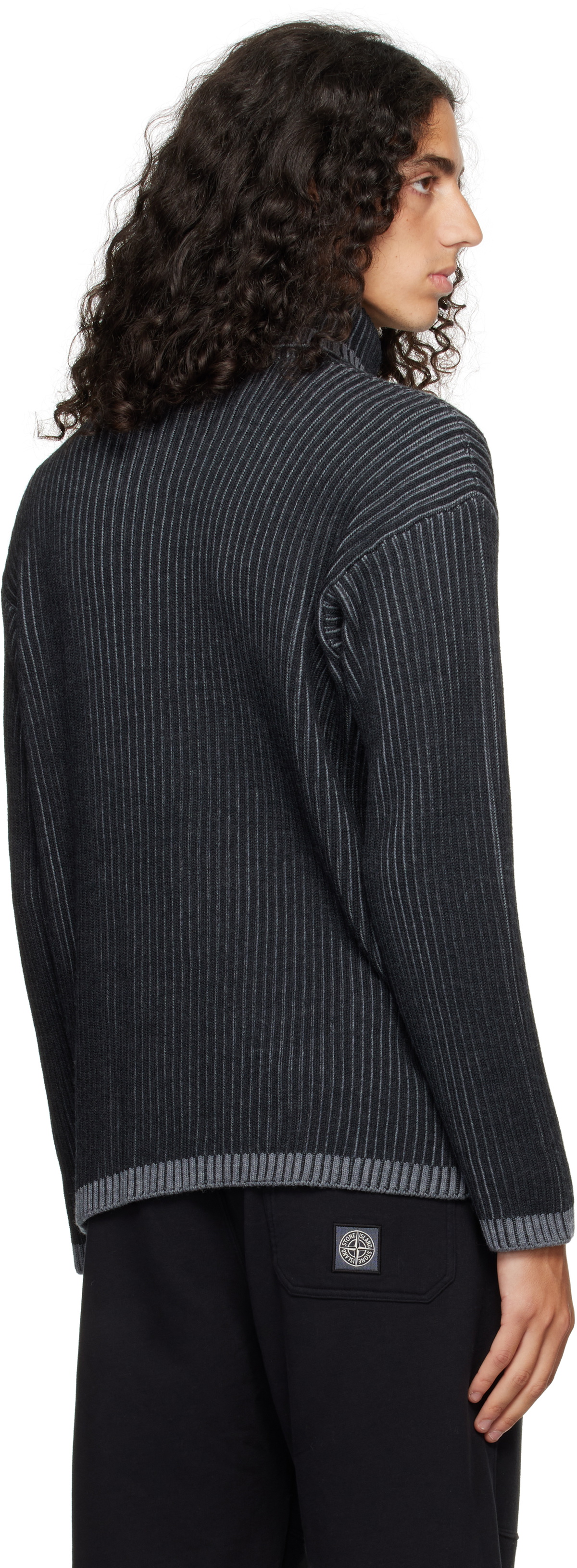 Stone Island Gray Ribbed Rollneck Knit Turtleneck