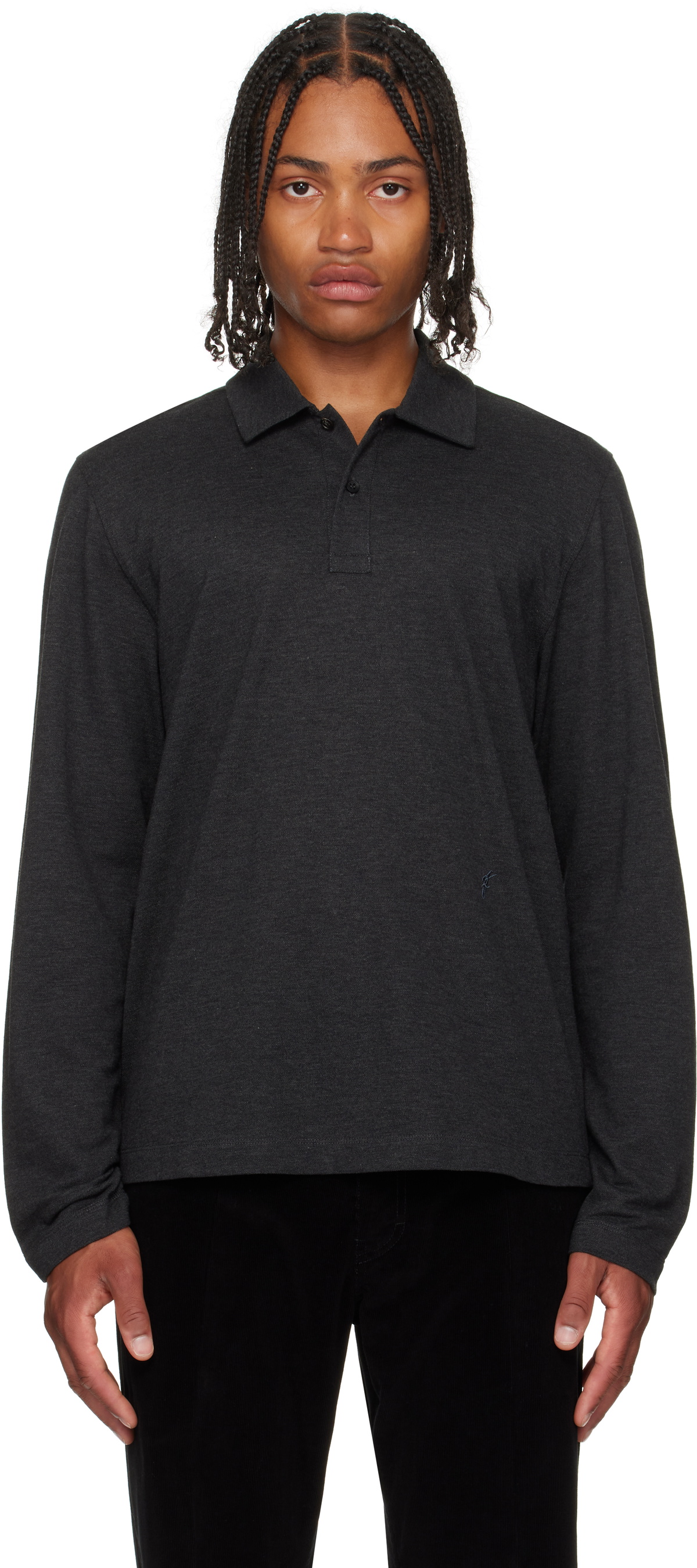 Ferragamo Gray Long Sleeve Polo