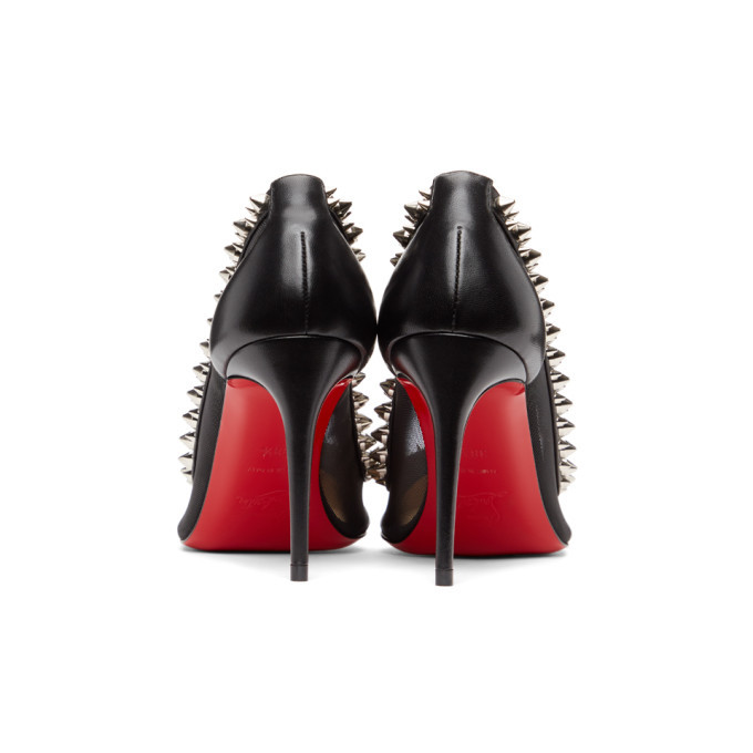 Christian Louboutin Black and Silver Galativi Spikes 85