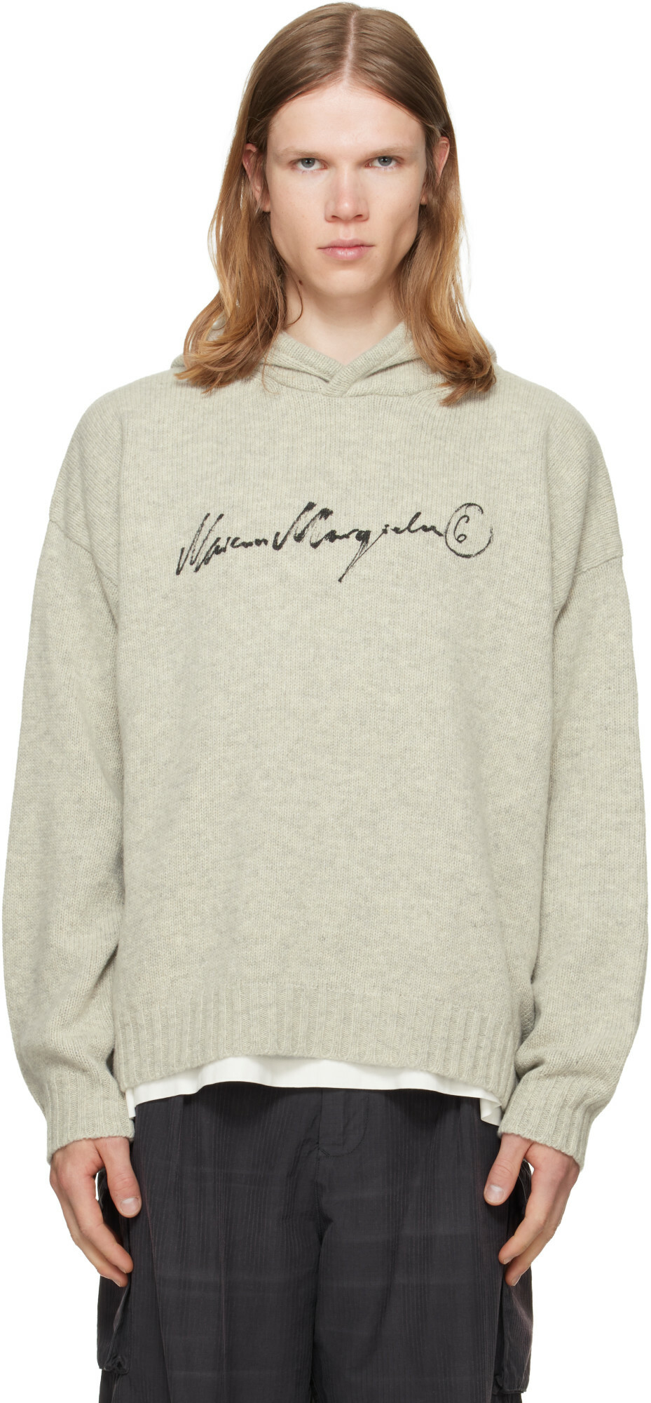 MM6 Maison Margiela Gray Knit Hoodie