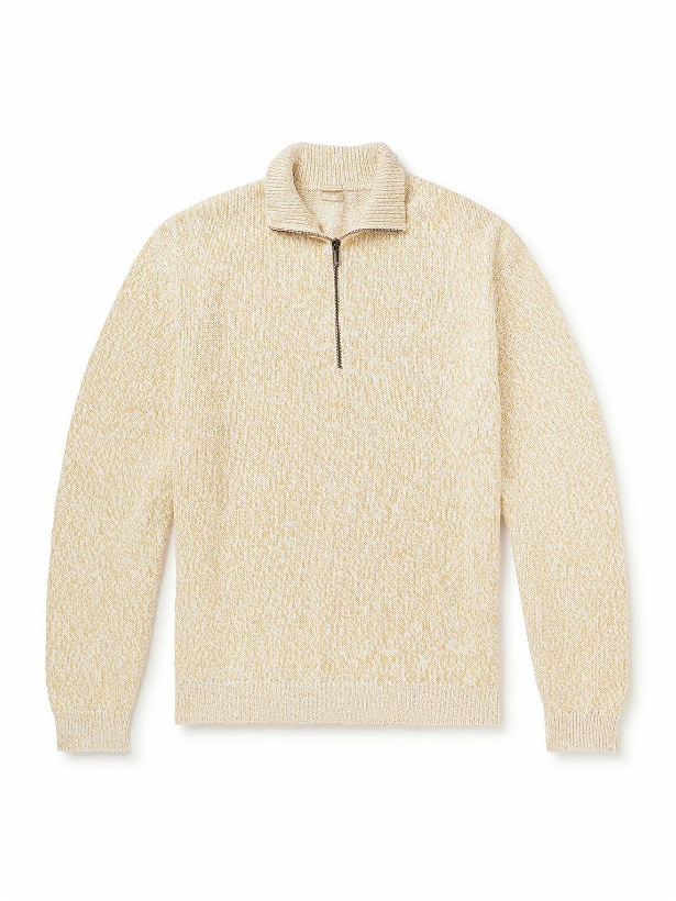 Photo: Massimo Alba - Ribbed Cotton Half-Zip Sweater - Yellow