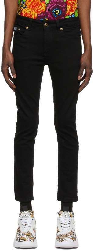 Photo: Versace Jeans Couture Black Embroidered Logo Jeans