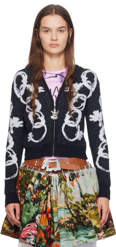Photo: Chopova Lowena Black Chain Link Hooded Cardigan