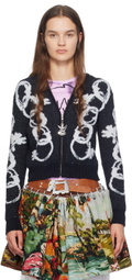 Chopova Lowena Black Chain Link Hooded Cardigan