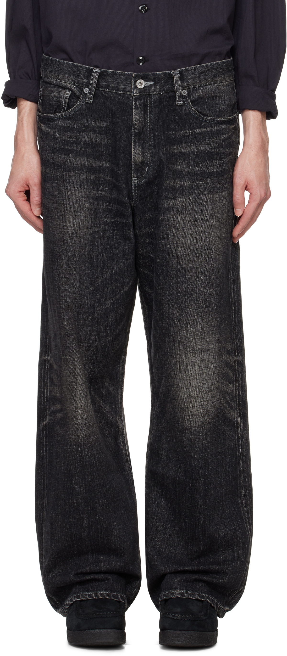 NEIGHBORHOOD SAVAGE DENIM DP WIDE/BLACK Neighborhood Black Washed