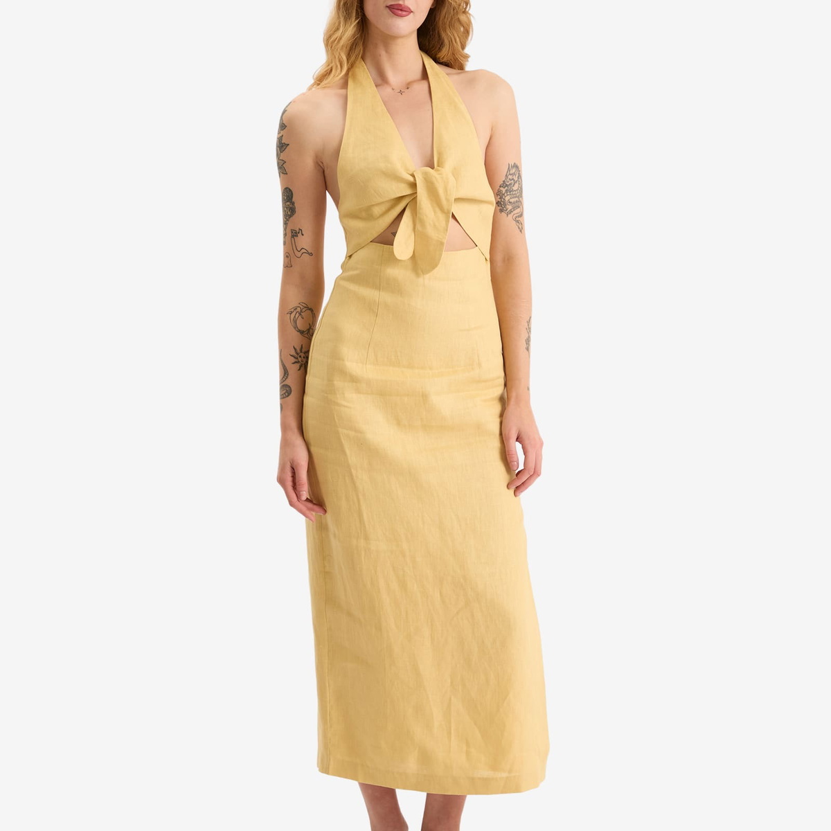 SIR. Women's Carlotta Tie Midi Dress in Raffia