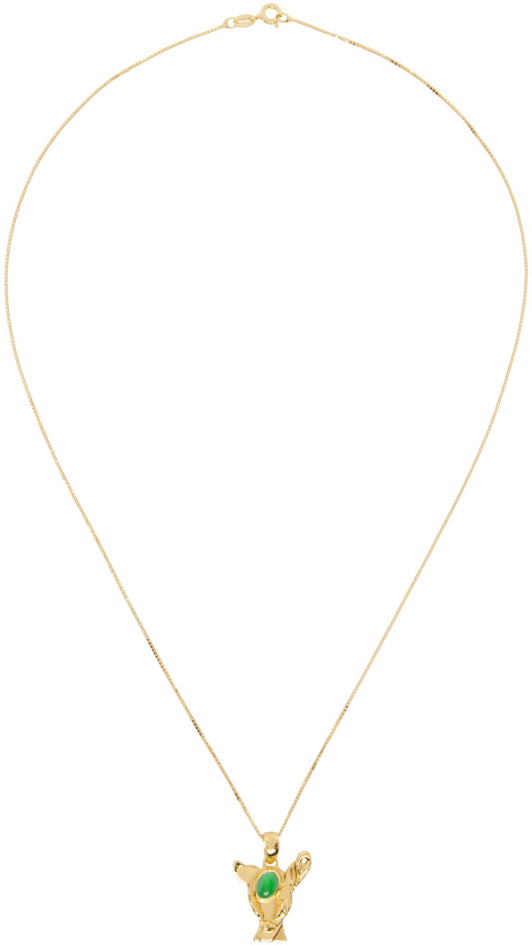 VEERT Gold Onyx Deer Pendant Necklace
