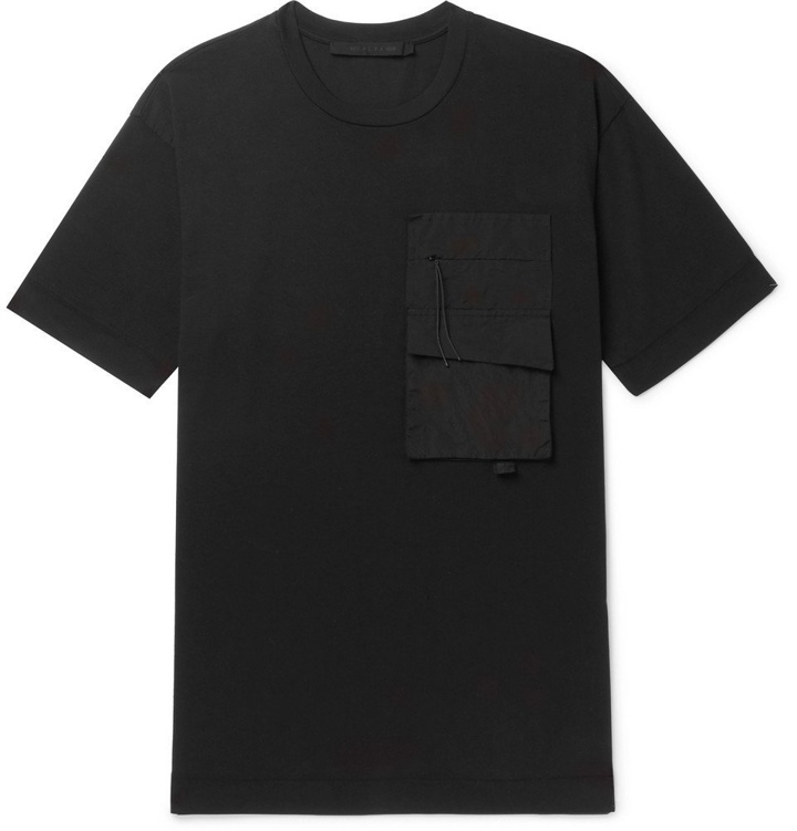 Photo: 1017 ALYX 9SM - Shell-Panelled Logo-Print Cotton-Jersey T-Shirt - Black