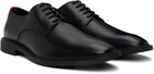 Hugo Black Grained Faux-Leather Derbys
