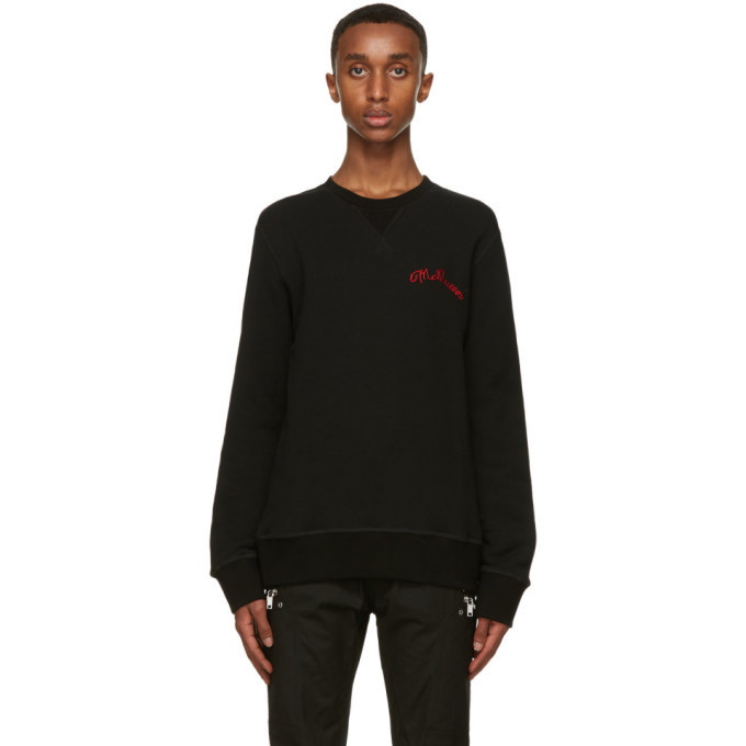 Photo: Alexander McQueen Black Embroidered Logo Sweatshirt