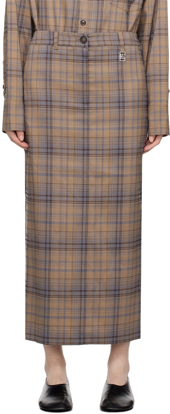 Photo: LOW CLASSIC Beige Check Maxi Skirt