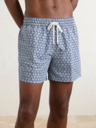 Frescobol Carioca - Rio Straight-Leg Mid-Length Printed Recycled Swim Shorts - Blue