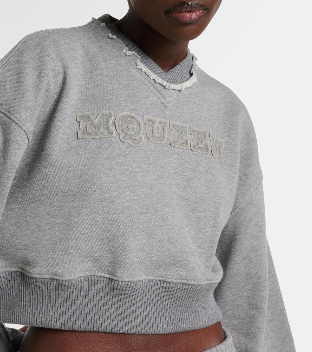 Alexander McQueen Logo cropped cotton sweatshirt