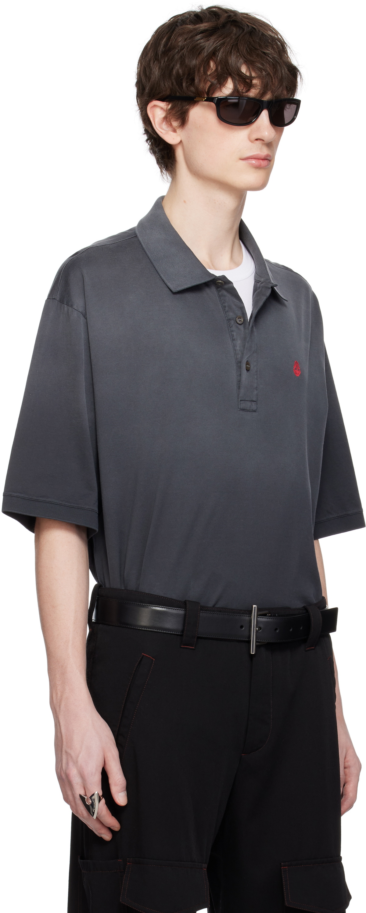 McQueen Gray Dyed Mercerized Cotton Polo