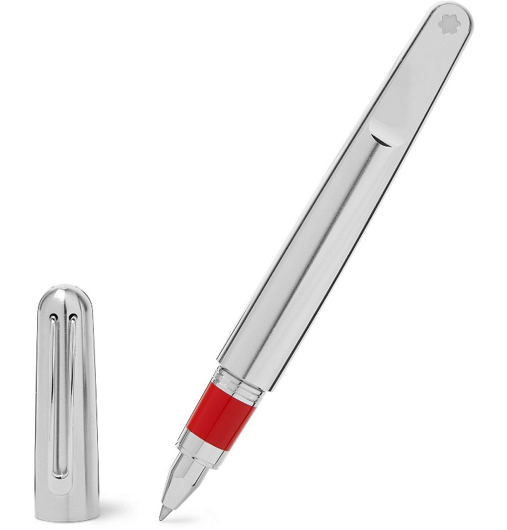 Photo: Montblanc - Montblanc M RED Resin and Palladium-Plated Rollerball Pen - Silver