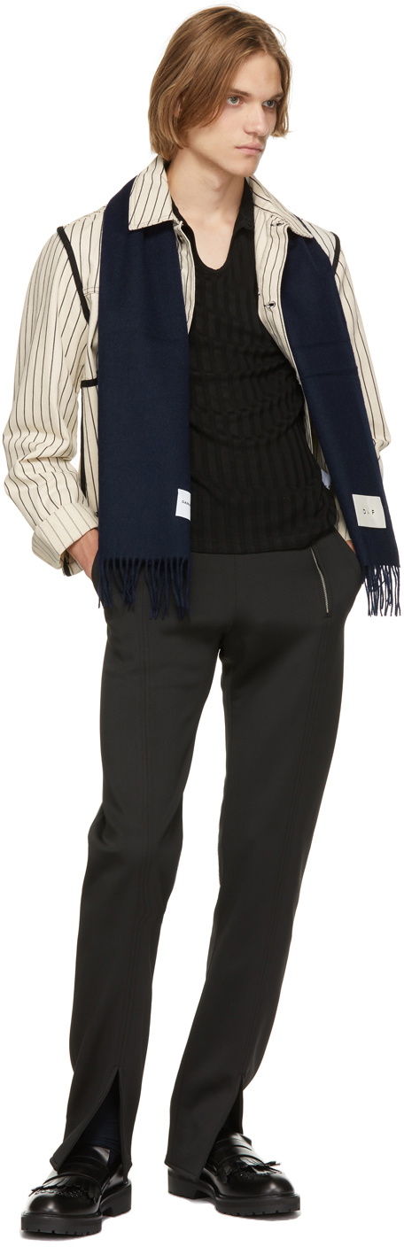 Daniel W. Fletcher Navy Merino Logo Patch Scarf
