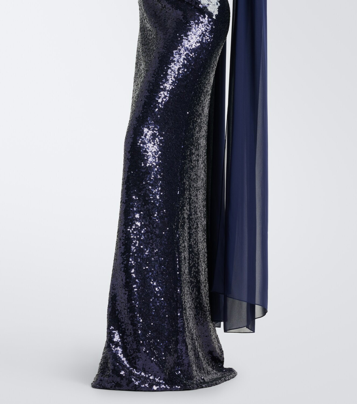 Costarellos Scarf-detail sequined bustier gown