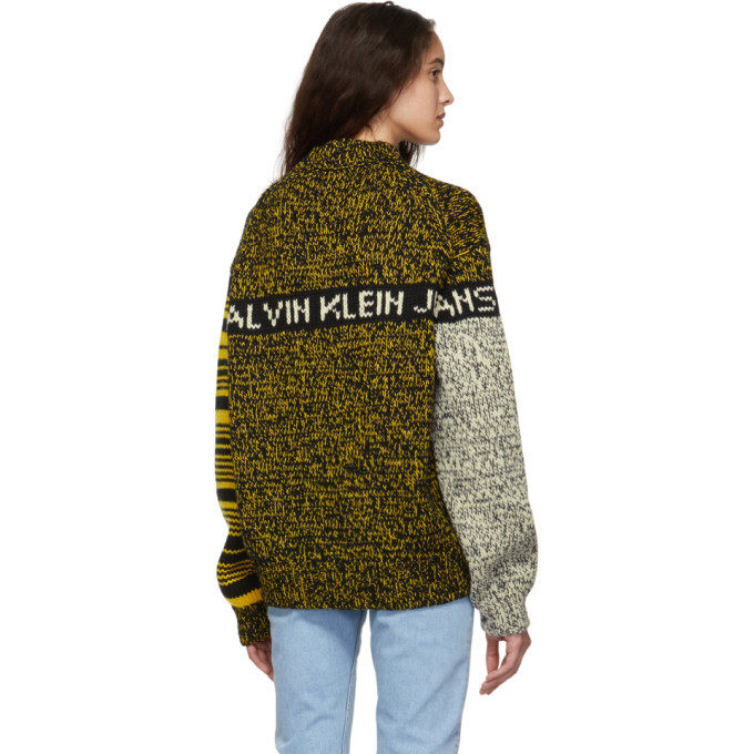 Calvin Klein Jeans Est. 1978 Black and Yellow Wool Sweater Calvin