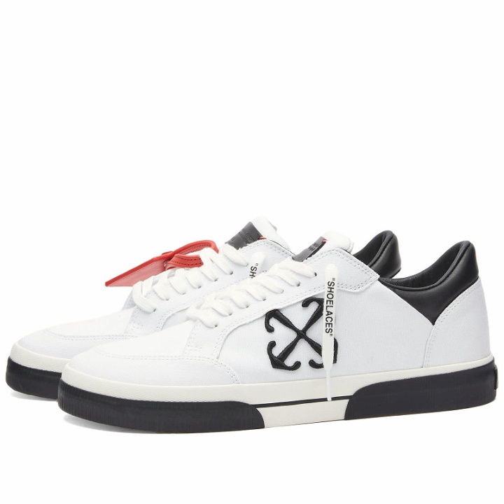 Photo: Off-White Men's Vulcanzied Canvas Sneakers in White/Black