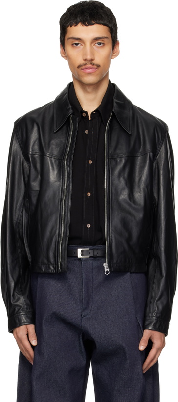 Photo: LEMAIRE Black Leather Biker Jacket
