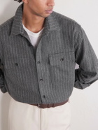 Ralph Lauren Purple label - Pinstriped Super 150s Wool-Flannel Shirt - Gray