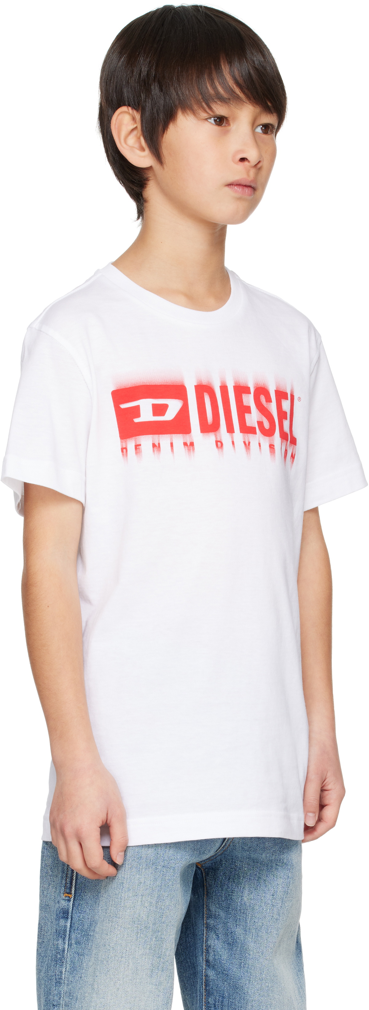 国内発送☆DIESEL☆T-SHIRT/WHITE ビーズロゴプリントＴシャツ T-JUST-G24 Man: T-shirt with Diesel sunset print | Diesel