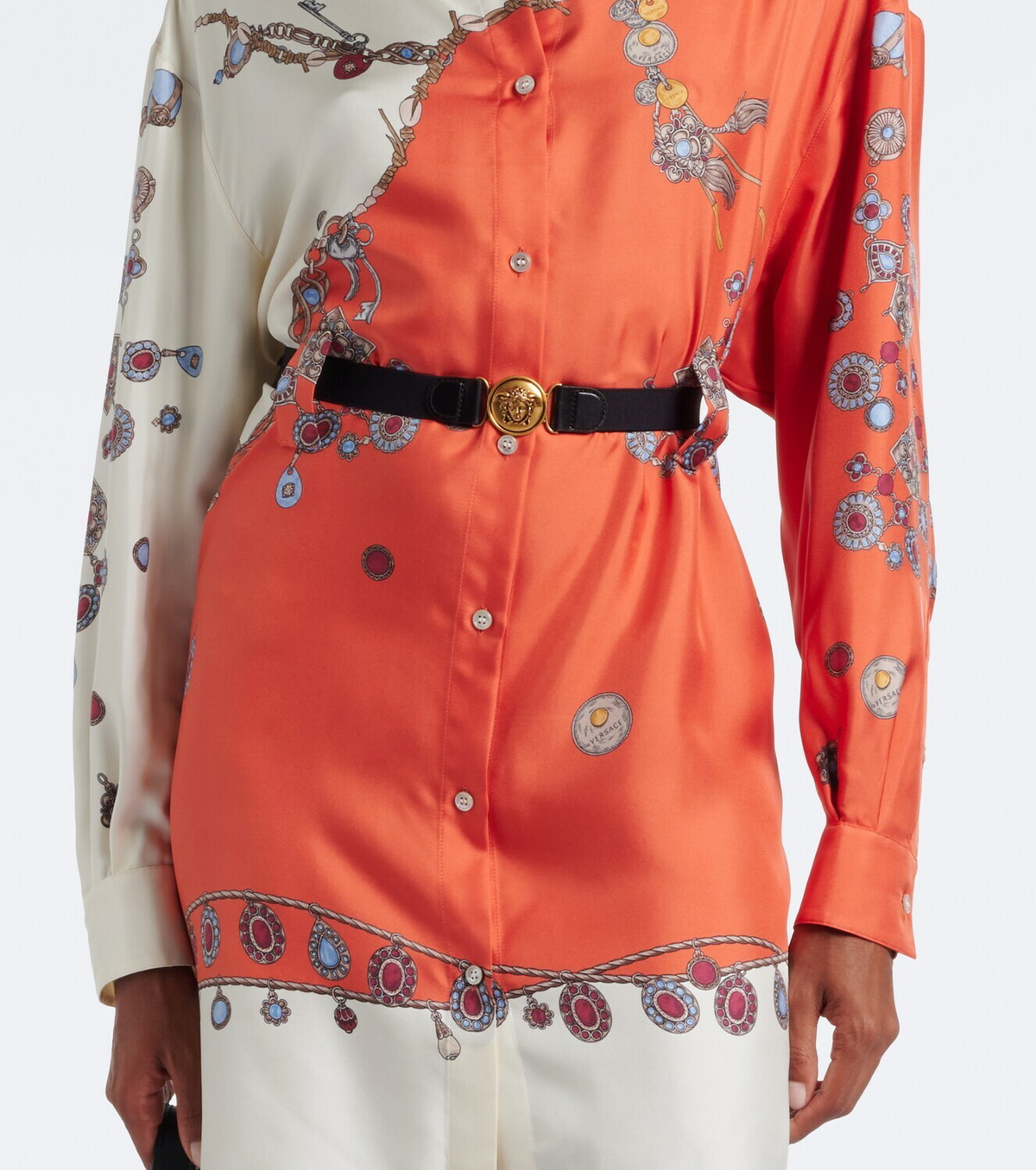 Versace Printed silk twill shirt dress