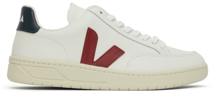 Photo: Veja White & Red Leather V-12 Sneakers
