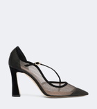 Malone Souliers D'Orsay suede-trimmed pumps