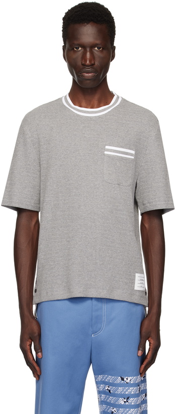 Photo: Thom Browne Gray Patch Pocket T-Shirt