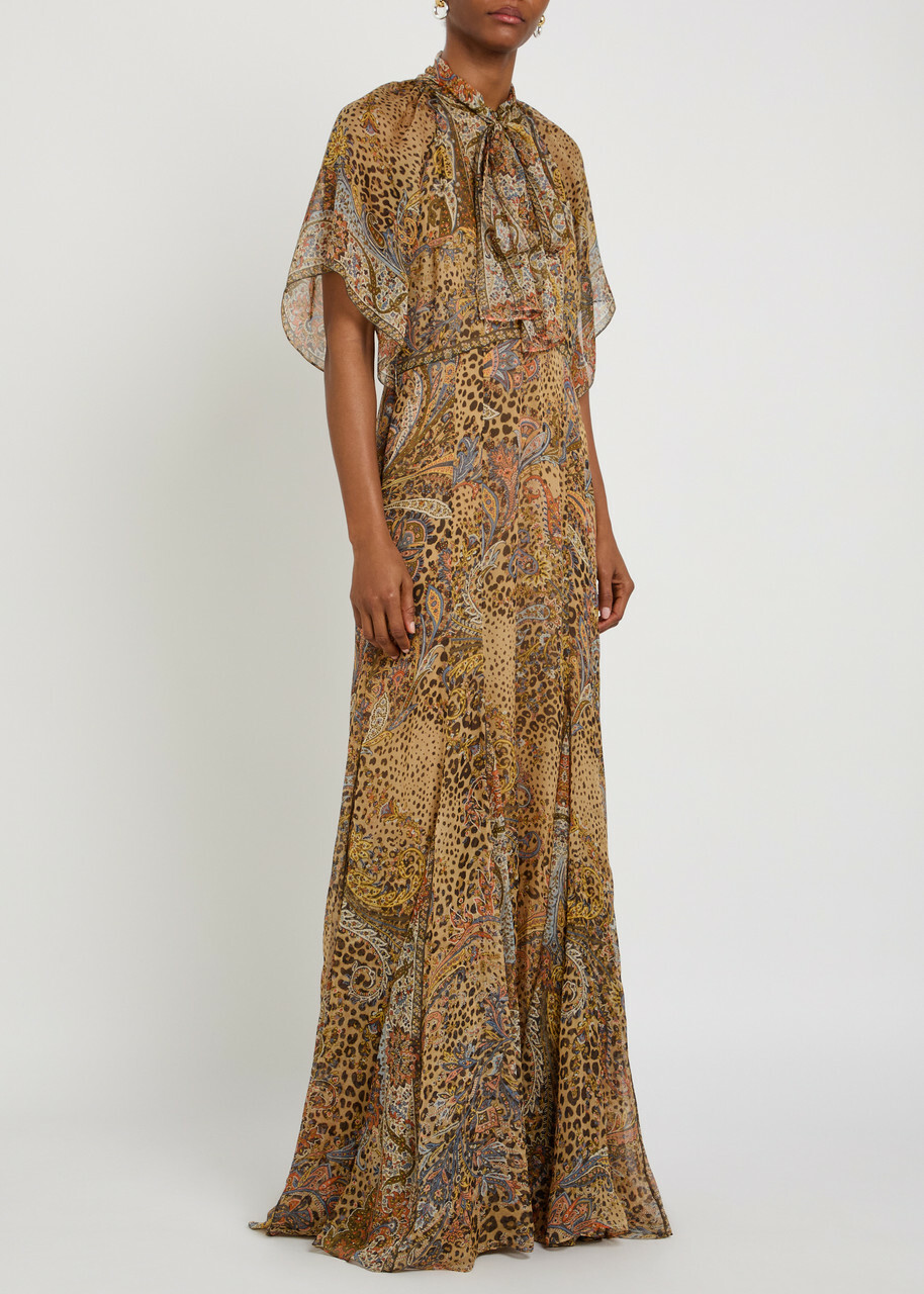 Etro Leopard-print Silk Maxi Dress Brown