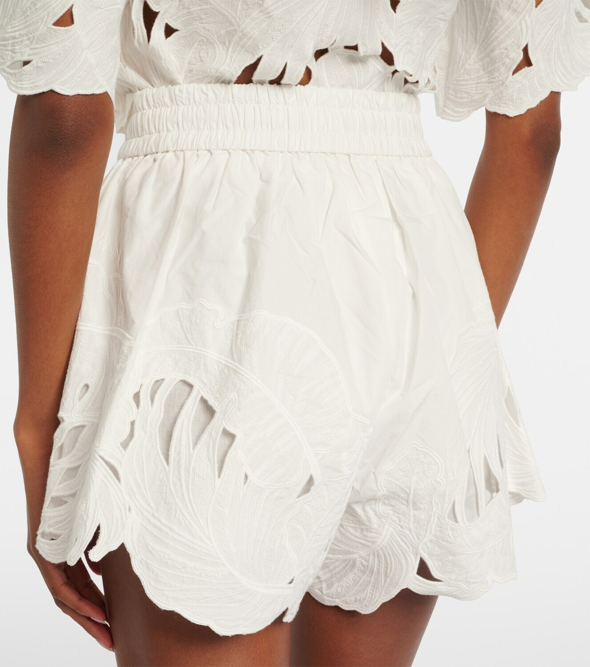 Zimmermann Mahon embroidered cotton shorts