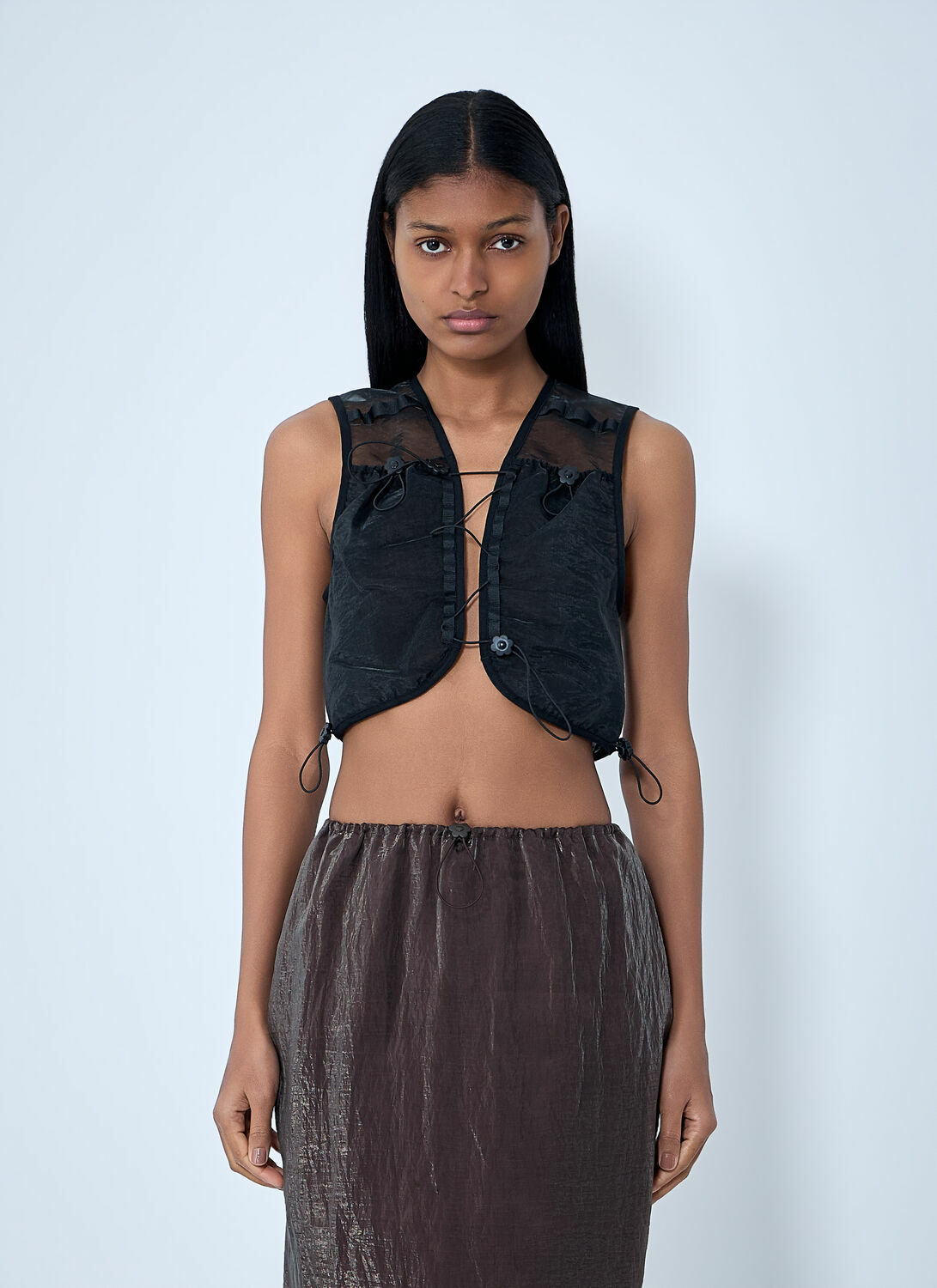 Cecilie Bahnsen Mesh Panel Crop Top