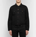Saint Laurent - Leather-Trimmed Denim Jacket - Men - Black