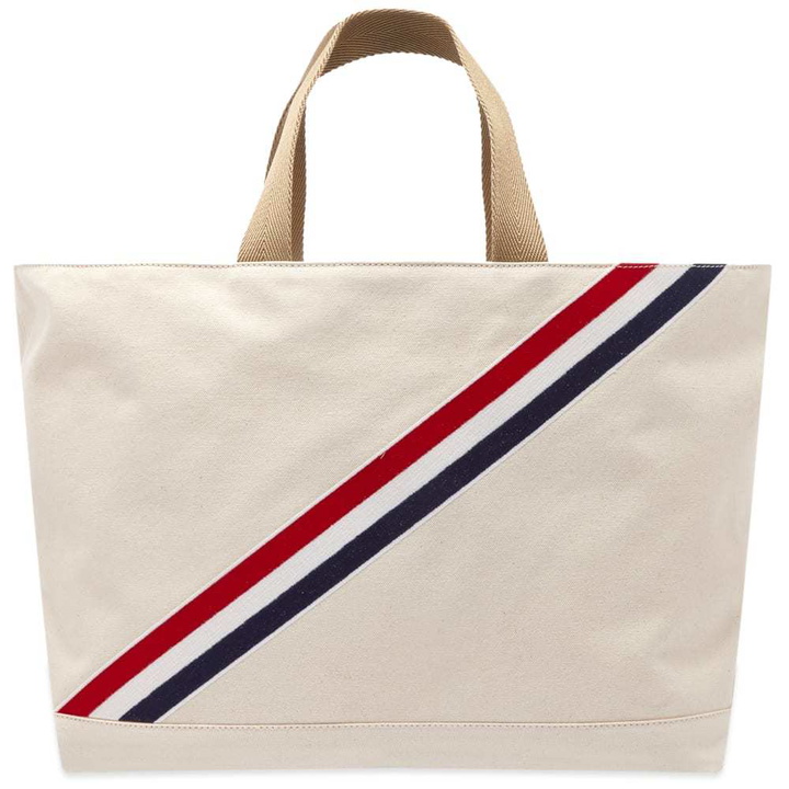 Photo: Thom Browne Diagonal Stripe Canvas Tote