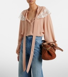 Chloé Lace-trimmed tie-neck silk blouse