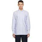 Drakes White and Blue Oxford Stripe Regular Fit Shirt