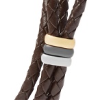 Paul Smith - Woven Leather and Silver and Gold-Tone Wrap Bracelet - Brown