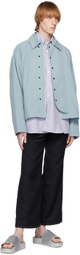 JieDa Blue Flap Collar Jacket