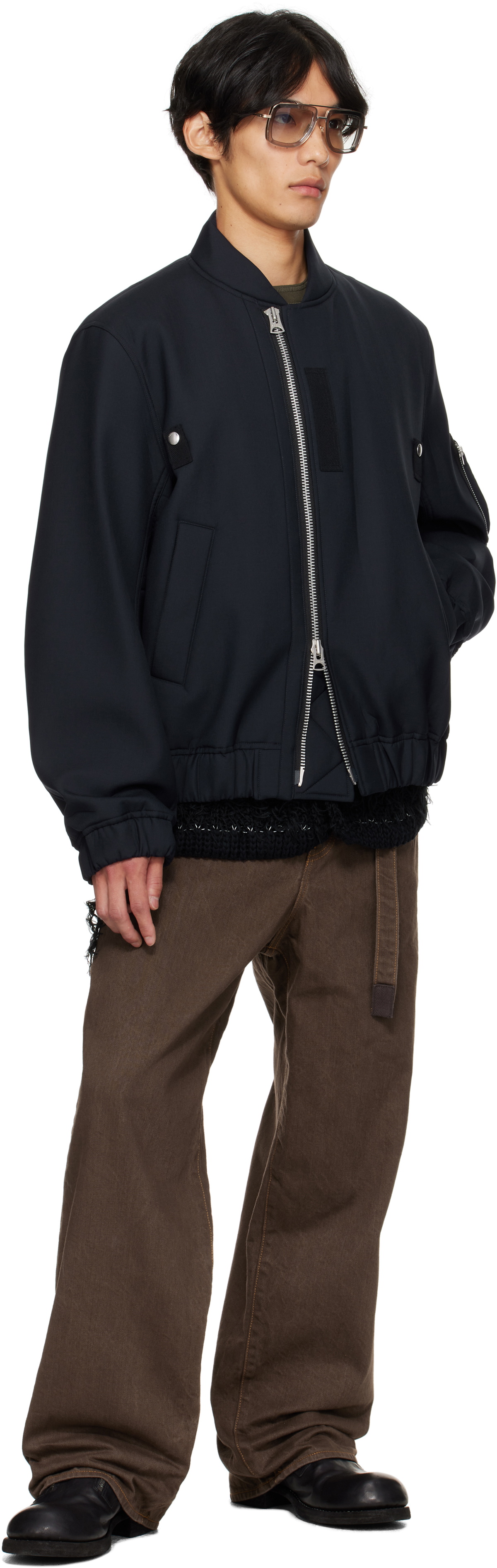 sacai Navy Suiting Blouson Bomber Jacket Sacai sacai Navy Suiting Blouson Bomber Jacket Sacai