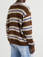 Pop Trading Company - Striped Knitted Cardigan - Brown