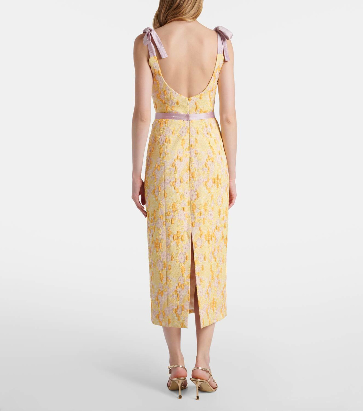 Markarian Acacia embroidered brocade corset dress