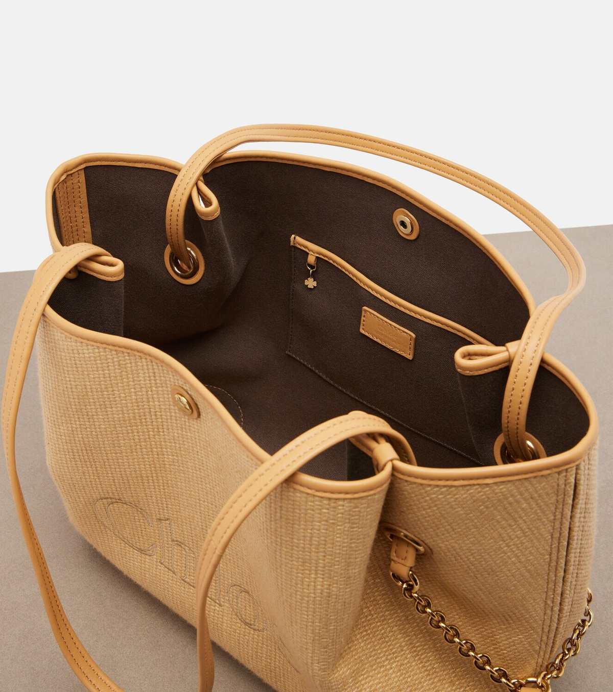 Chloé Medium leather-trimmed canvas tote bag