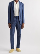 De Petrillo - Straight-Leg Pleated Denim Suit Trousers - Blue