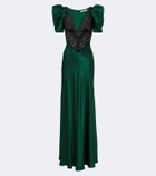 Rodarte Lace-trimmed silk satin gown