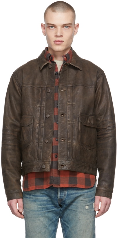Photo: RRL Brown Leather Timeworn Jacket